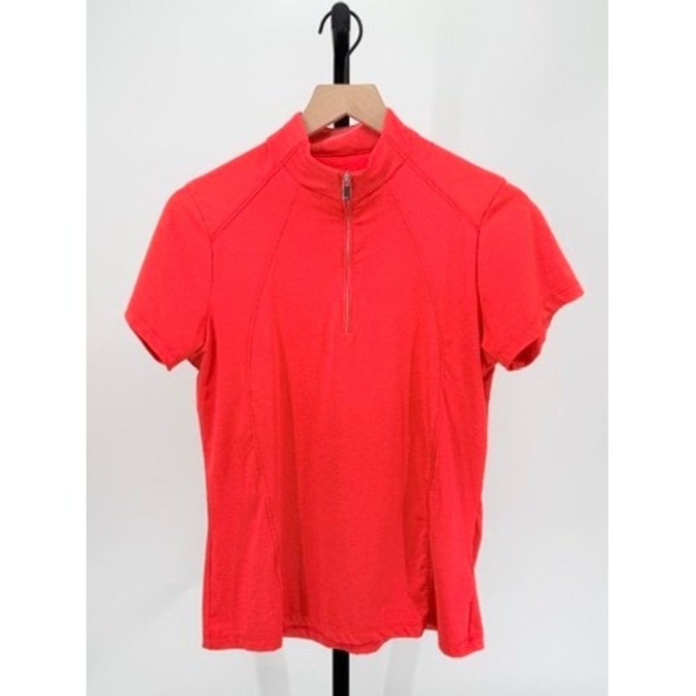 Tail Womens Golf Shirt Quarter Zip Mock Neck Short Sleeve Coral Raglan Athletic